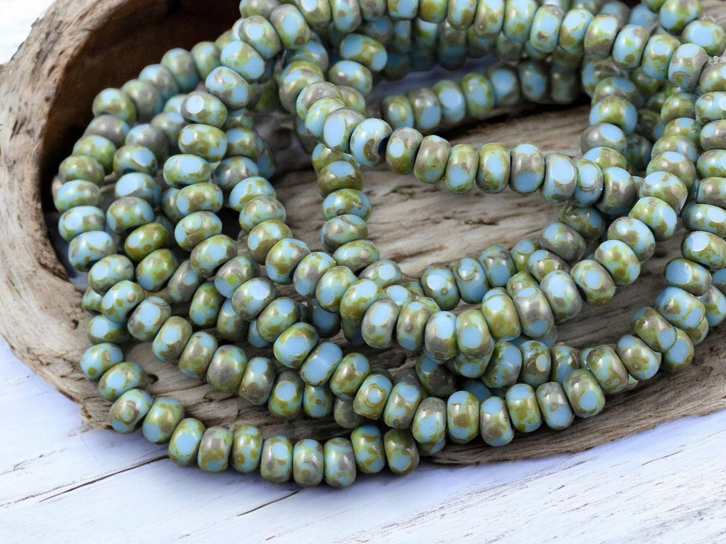 *50* 4x3mm Blue Turquoise Picasso Trica Beads