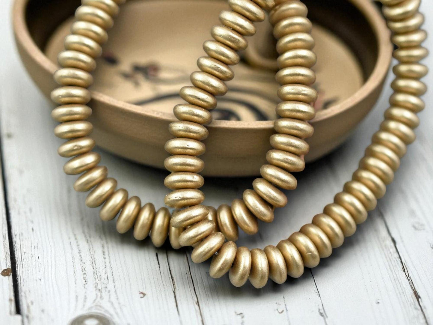 *50* 6x2mm Satin Gold Smooth Rondelle Beads