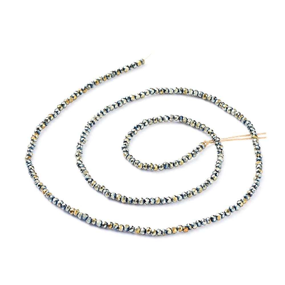 Rondelle Spacers - Spacer Beads - Chinese Glass Beads - Electroplated Beads - Micro Spacers - 2mm - 14" Strand - (1815)