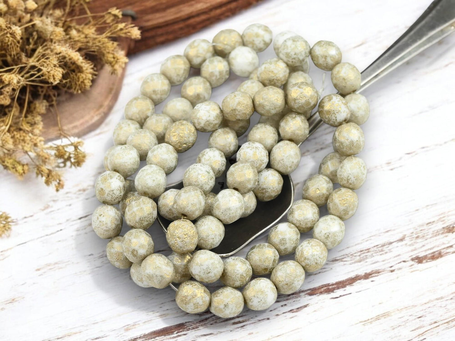 Czech Glass Beads - Fire Polished Beads - Round Beads - Picasso Beads - Faceted Beads - 8mm - 20pcs - (1110)