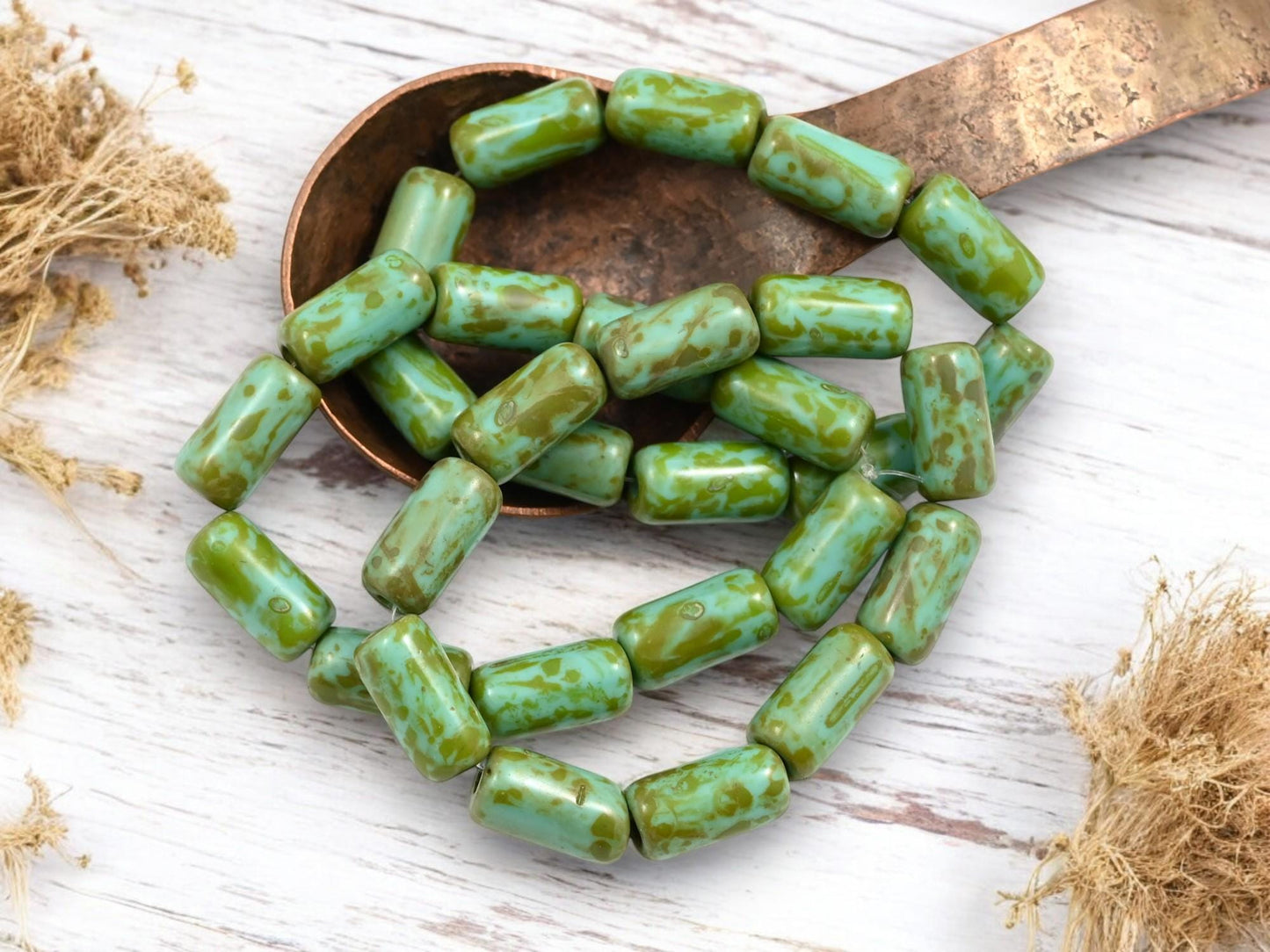 Czech Glass Beads - Picasso Beads - Tube Beads - Cylinder Beads - Large Hole Beads - Choose Your Size