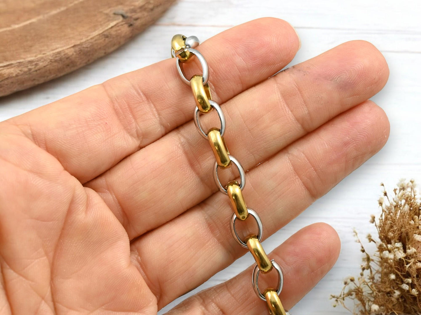 Rolo Chain - Gold Chain - Stainless Steel Chain - Mixed Metal Chain - Sold by the foot - (CH-S10)