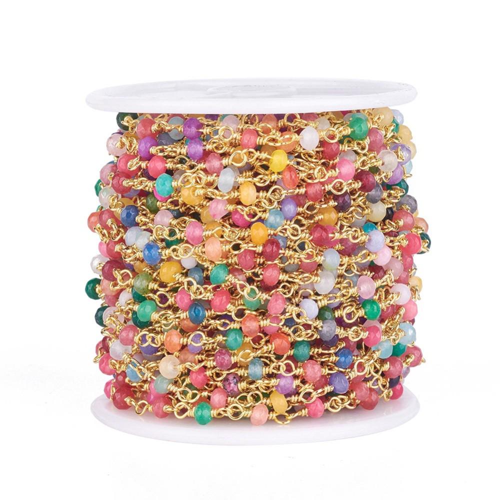 Czech Glass Beads - Rosary Chain - Beaded Chain - Gemstone Chain - Sold by the foot - (CH20)