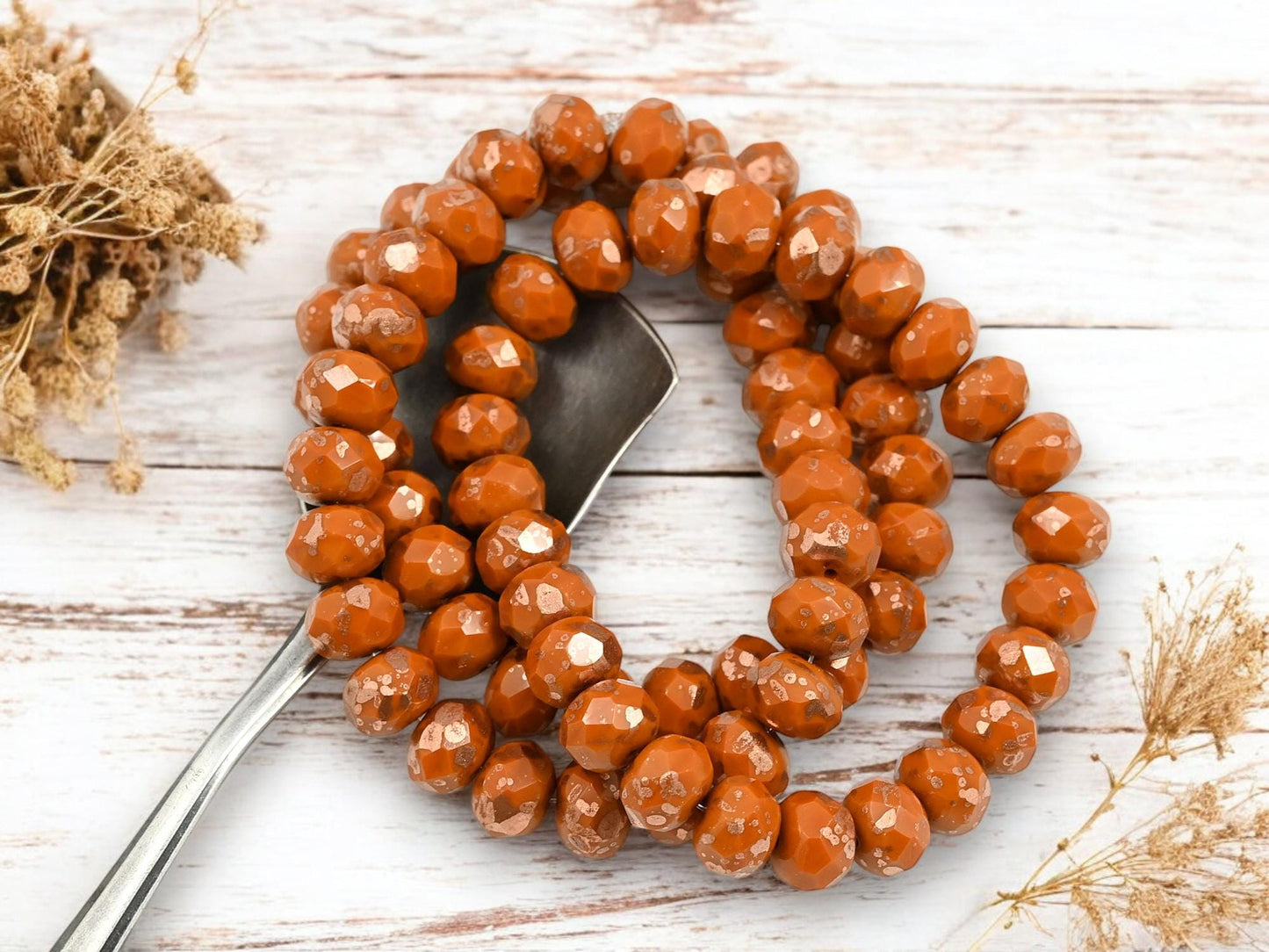 Czech Glass Beads - Picasso Beads - Rondelle Beads - Fire Polish Beads - 6x8mm - 25pcs (2865)