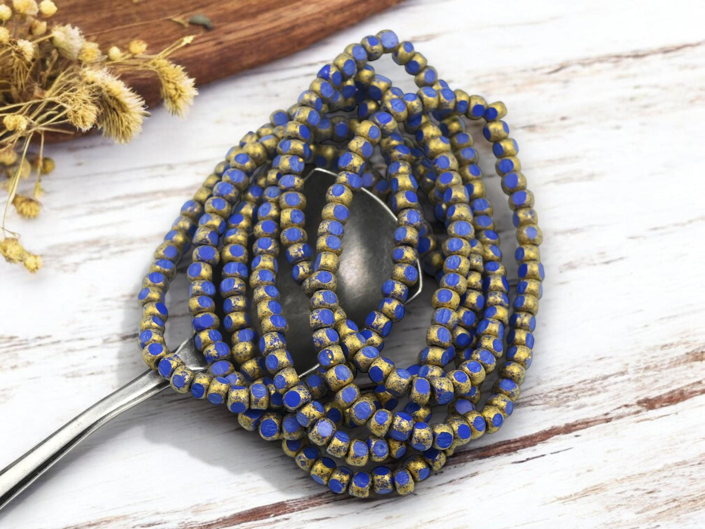 Czech Glass Beads - Trica Beads - Seed Beads - Picasso Beads - Size 6 Beads - 50pcs - (723)