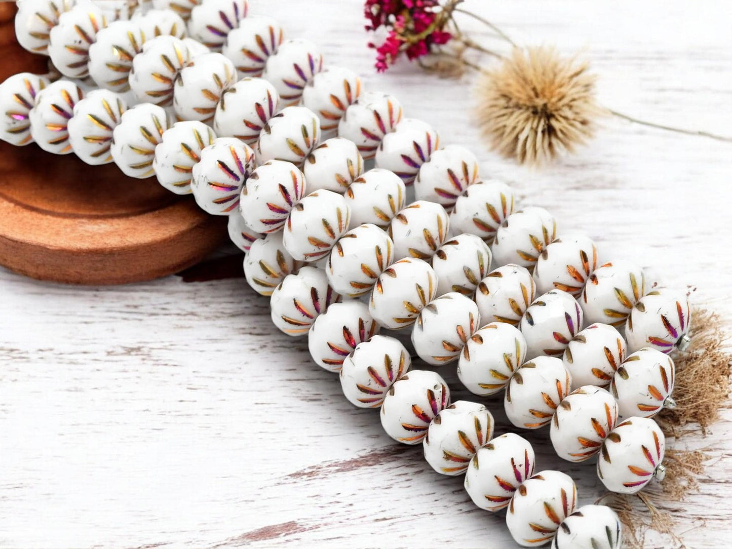 Czech Glass Beads - Picasso Beads - Rondelle Beads - Fire Polished Beads - 7x10mm - 15pcs - (B295)