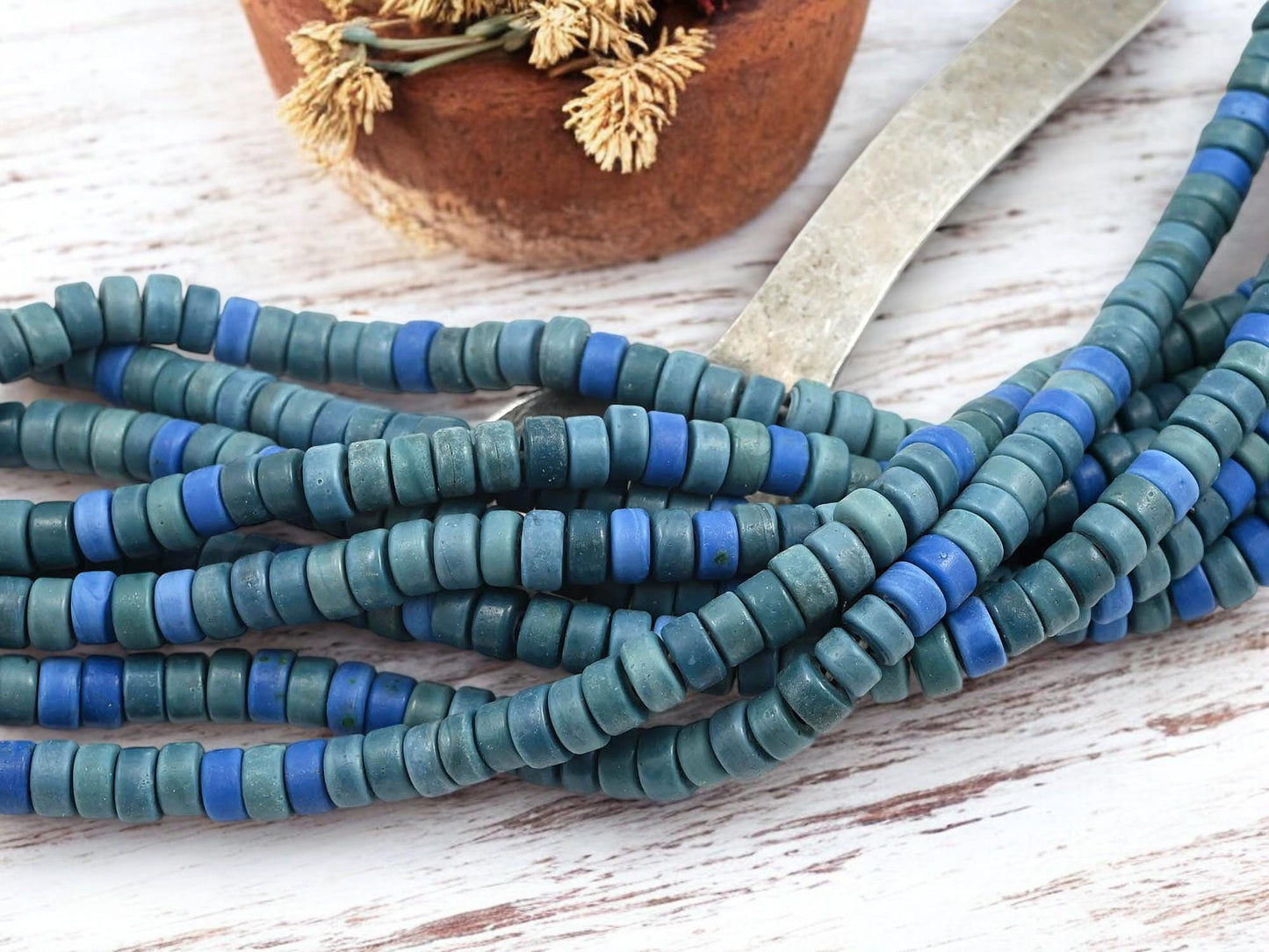 Heishi Beads - Eco-Friendly Beads - Indonesian Beads - Recycled Glass Beads - 8x4mm - 20" Strand - (3660)