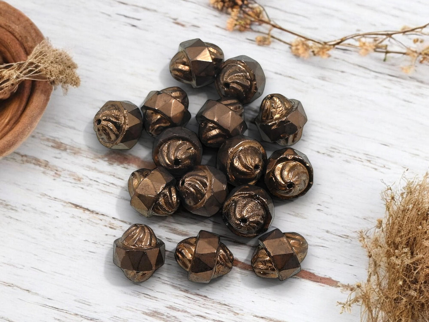 Czech Glass Beads - Bronze Beads - Cathedral Beads - 11x9mm- 15pcs - (629)