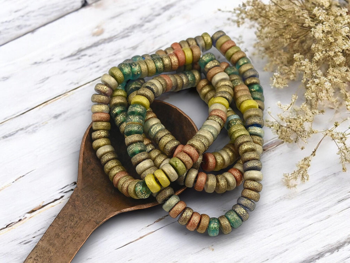 Heishi Beads - Czech Glass Beads - Spacer Beads - Picasso Beads - Rondelle Beads - 6x3mm - 50pcs - (B213)