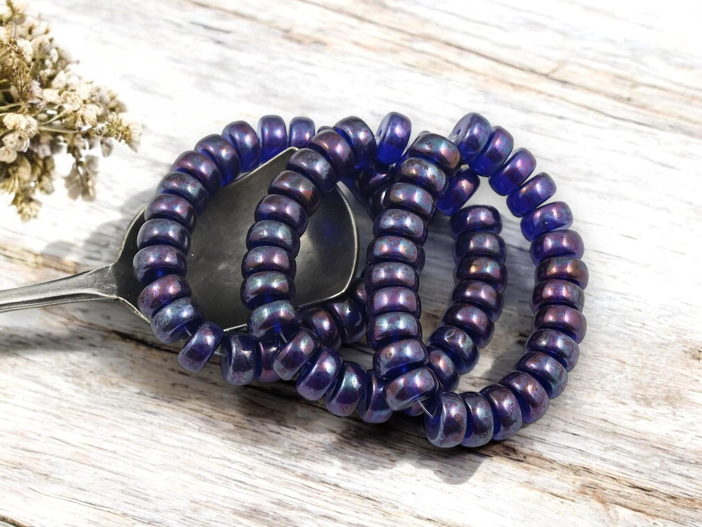 Czech Glass Beads - Heishi Beads - Spacer Beads - Picasso Beads - Rondelle Beads - 8x4mm - 25pcs - (4418)