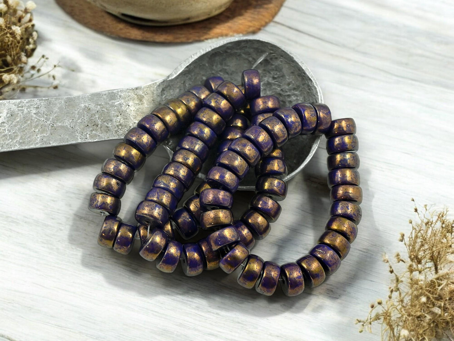 Czech Glass Beads - Heishi Beads - Spacer Beads - Picasso Beads - Rondelle Beads - 8x4mm - 25pcs - (5799)