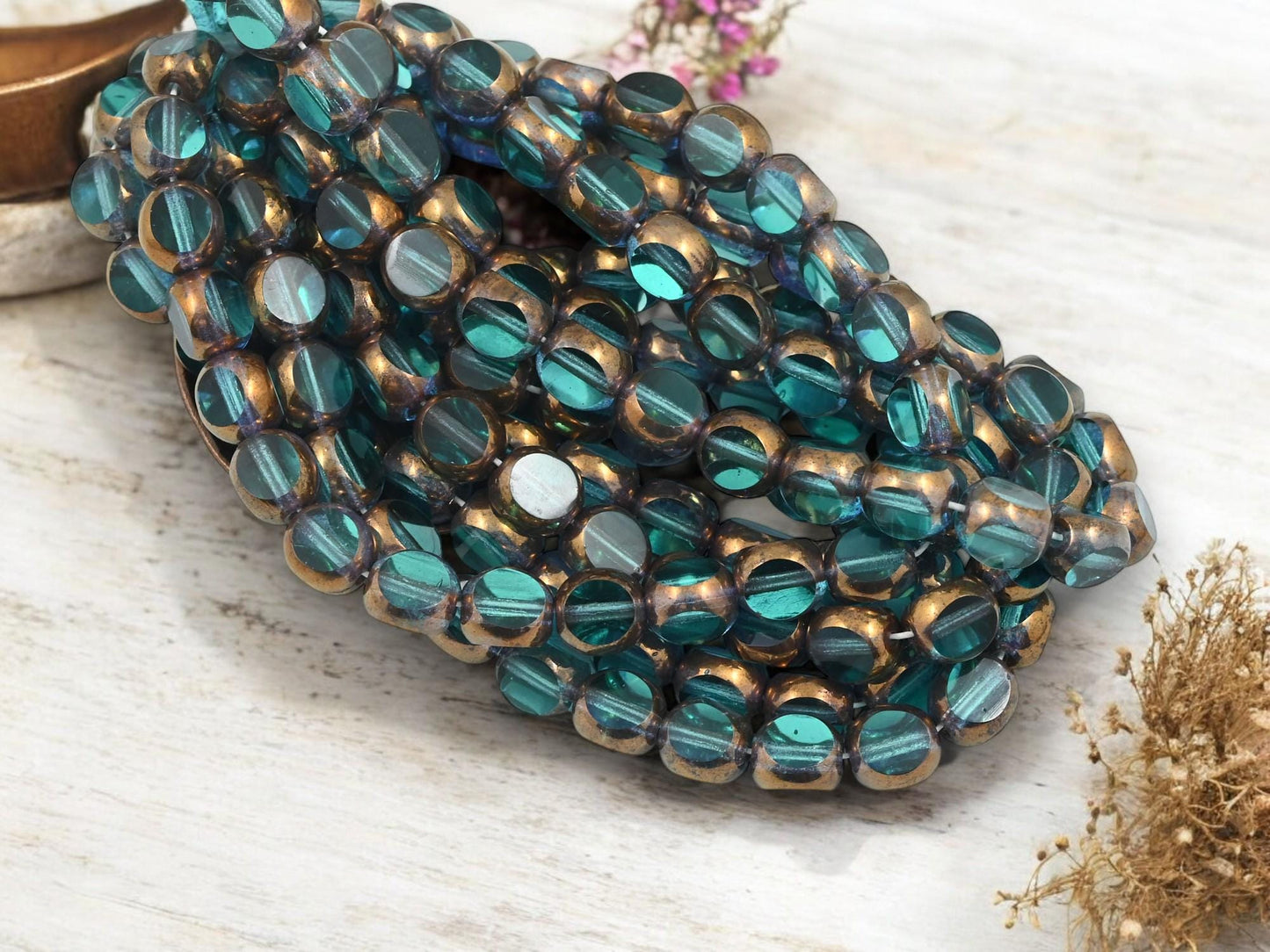 Czech Glass Beads - Picasso Beads - 3 Cut Round Beads - Old Stock Beads - 8mm - 25 Beads - (A504)