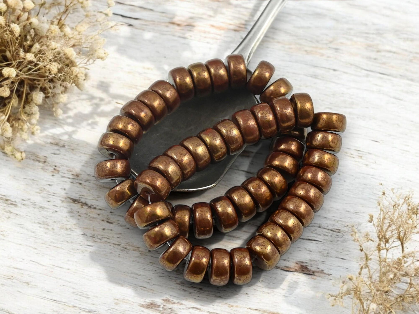 Czech Glass Beads - Heishi Beads - Fall Beads - Spacer Beads - Picasso Beads - Rondelle Beads - 8x4mm - 25pcs - (3346)