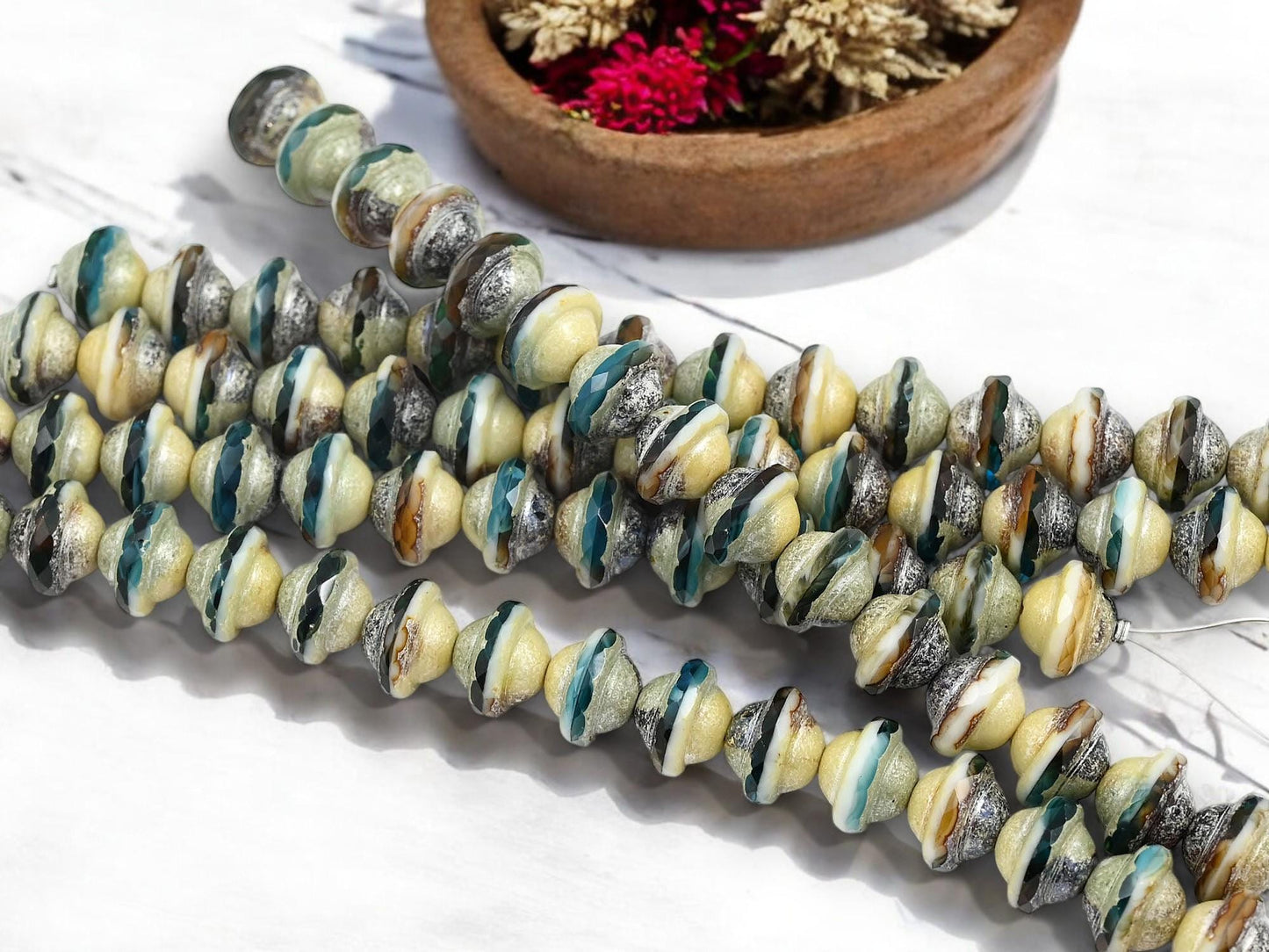 Picasso Beads - Saturn Beads - Czech Glass Beads - Saucer Beads - UFO Beads - 15pcs - 10x8mm - (761)