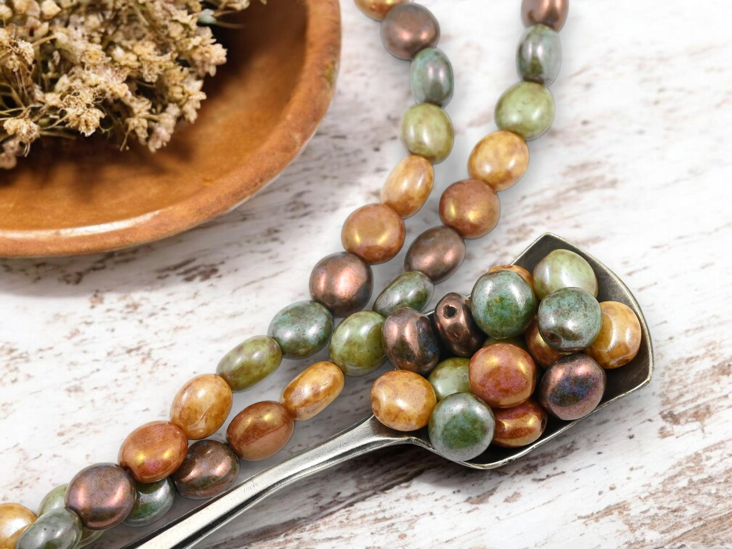 Picasso Beads - Czech Glass Beads - Old Stock Beads - Lentil Coin Beads - 9x8mm - 15pcs - (A596)