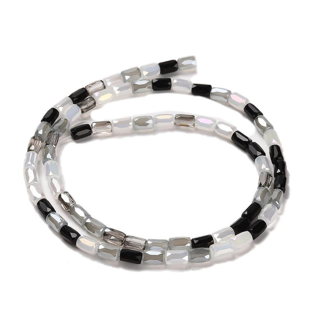 Electroplated Beads - Chinese Glass - Tube Beads - Bulk Glass Beads - 6x4mm - 20" Strand - (2007)