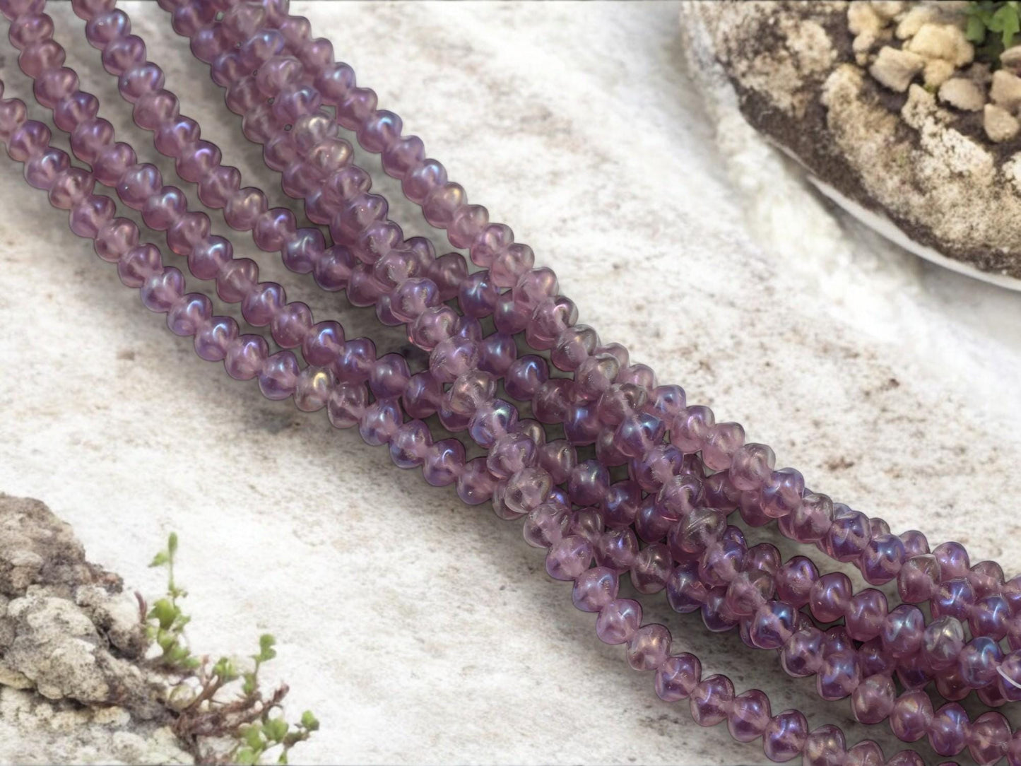 Czech Glass Beads - Rondelle Beads - Spacer Beads - Purple Beads - 44pcs - 6x4mm - (A119)