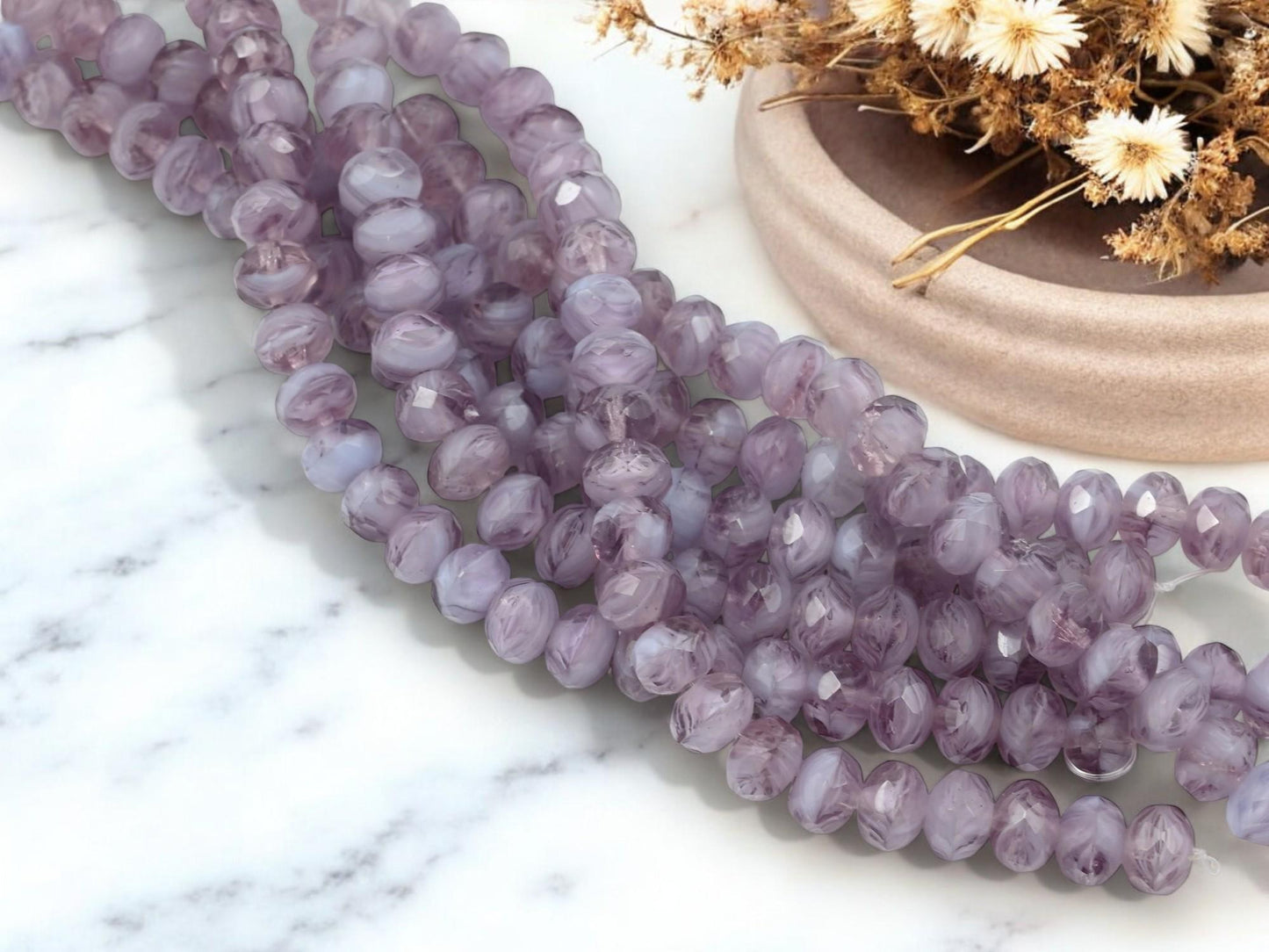 Czech Glass Beads - Rondelle Beads - Fire Polish Beads - Purple Beads - Czech Glass Rondelles - 25pcs - 6x8mm - (6108)