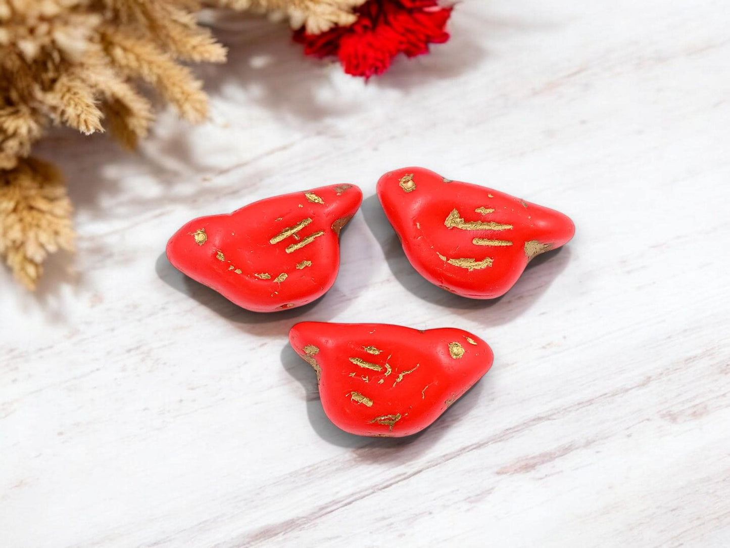 Czech Glass Beads - Bird Beads - Picasso Beads - Animal Beads - Czech Glass Bird Beads - 6pcs - 11x22mm - (4924)