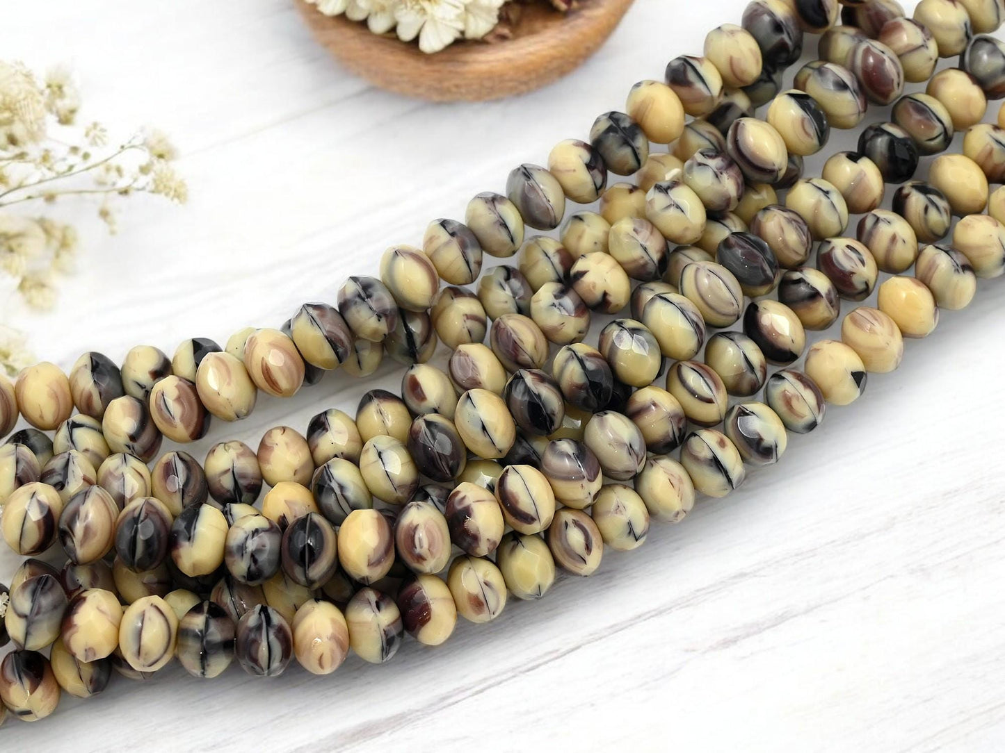 Czech Glass Beads - Rondelle Beads - Fire Polished Beads - Old Stock Beads - 6x9mm - 25pcs - (4635)