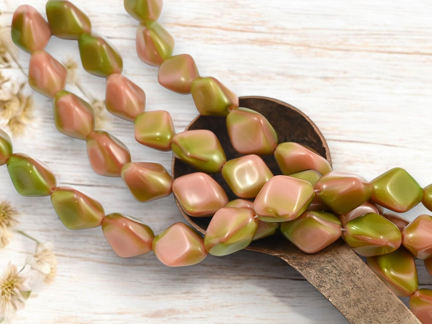 Czech Glass Beads - Oval Beads - Old Stock Beads - Chunky Beads - 13pcs - 10x15mm - (4421)