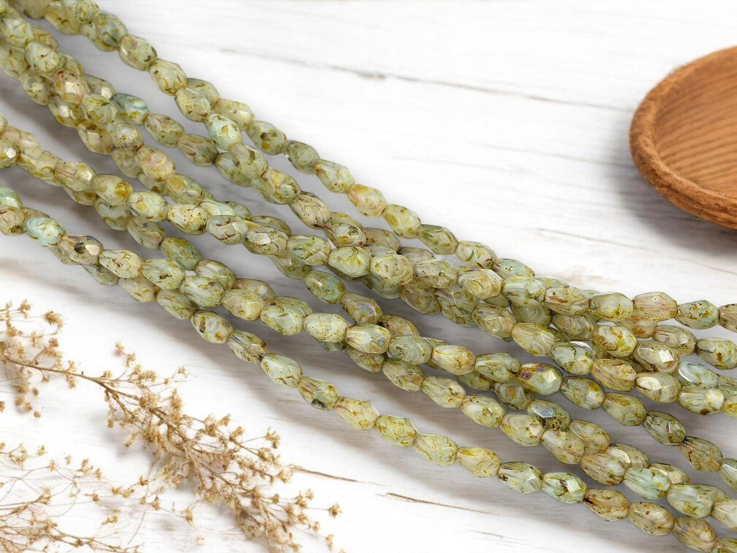 Picasso Beads - Czech Glass Beads - Tear Drop Beads - Fire Polished Beads - 29pcs - 5x7mm - (5871)