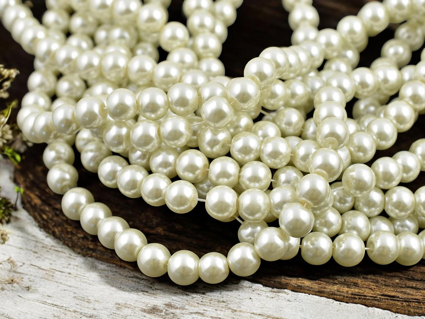 Creamy White Pearl Round Beads (32 inch strand) -- Choose Your Size