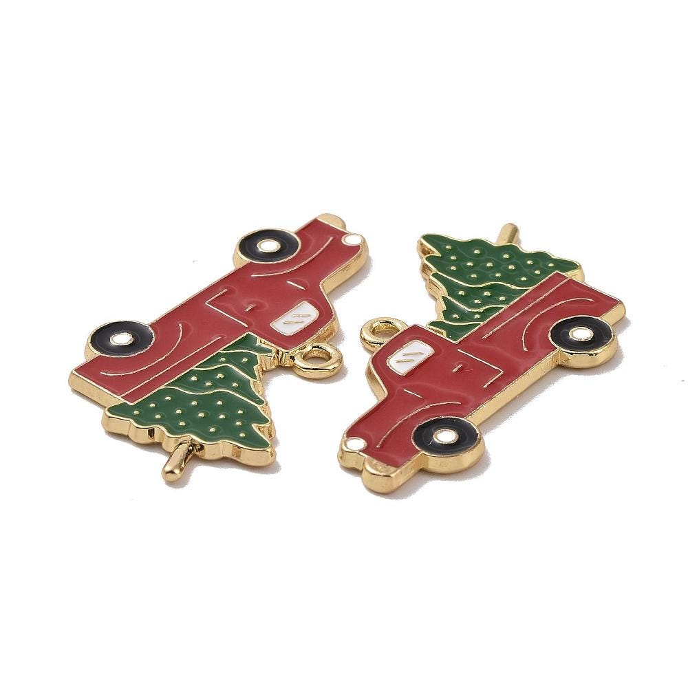 Christmas Charms - Metal Charms - Holiday Charms - Enamel Charms - 5pcs - 22x36mm - (4045)