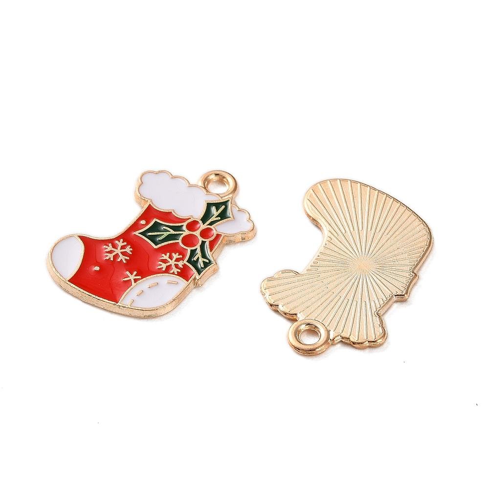 Christmas Charms - Metal Charms - Holiday Charms - Enamel Charms - 5pcs - 20x15mm - (B748)
