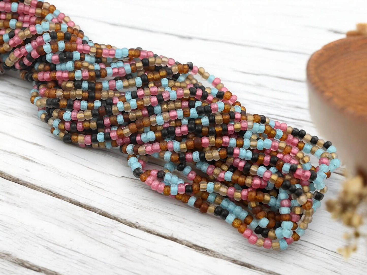 Picasso Seed Beads - Aged Picasso Beads - Czech Glass Beads - Size 5 Seed Beads - 5/0 - 21" Strand - (3882)