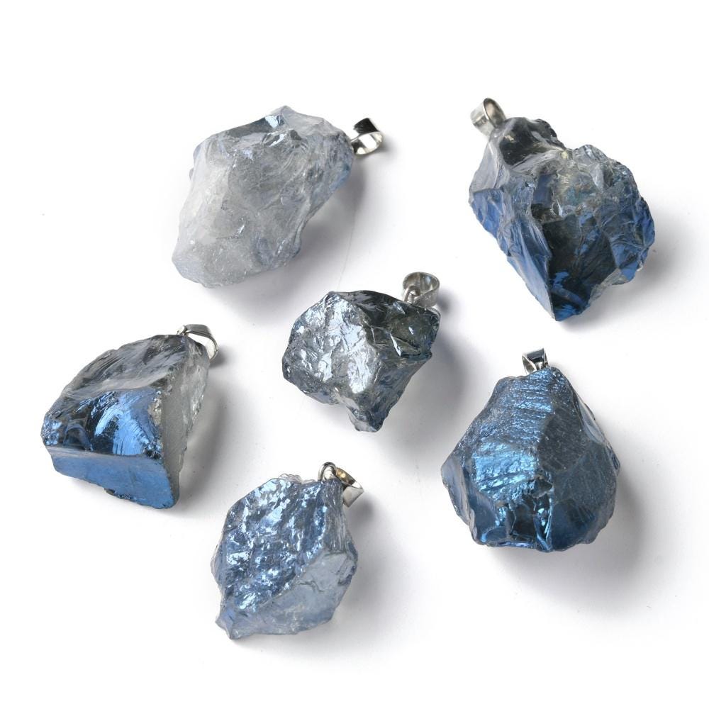 Natural Blue Quartz Crystal Pendant with bail - 1pcs - (2516)