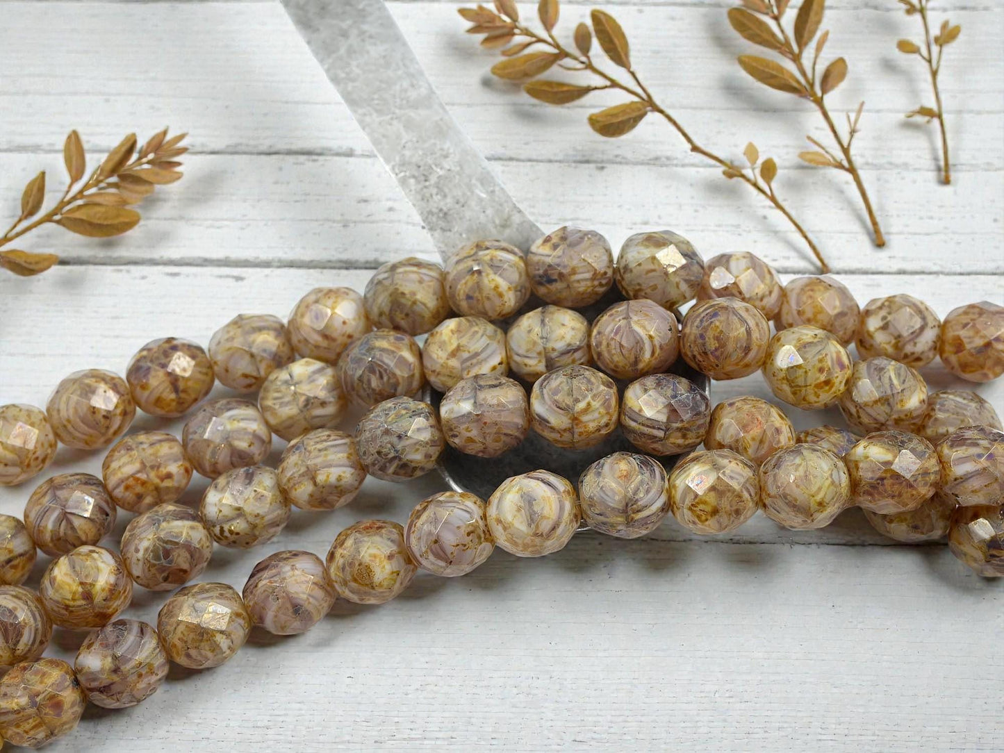 Picasso Beads - Czech Glass Beads - Large Czech Beads - Fire Polished Beads - Round Beads - Chunky Beads - 12mm - 17pcs - (2424)