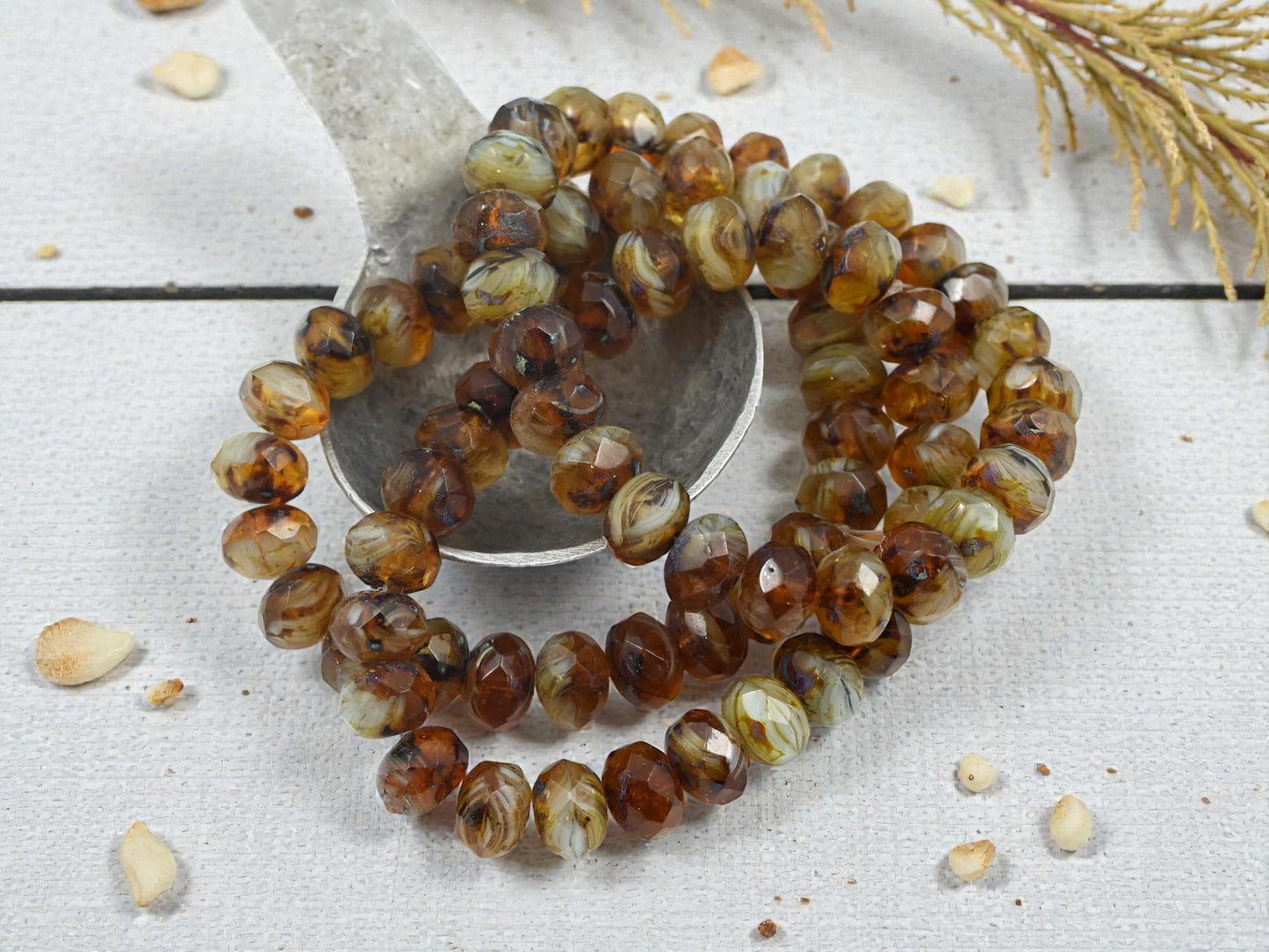 Picasso Beads - Czech Glass Beads - Rondelle Beads - Fire Polished Beads - 6x8mm - 25pcs - (A487)