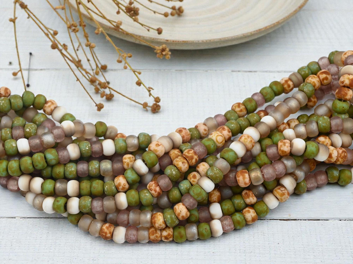 Picasso Seed Beads - Aged Picasso Beads - Czech Glass Beads - Size 2 Seed Beads - 2/0 - 20" Strand - (B408)