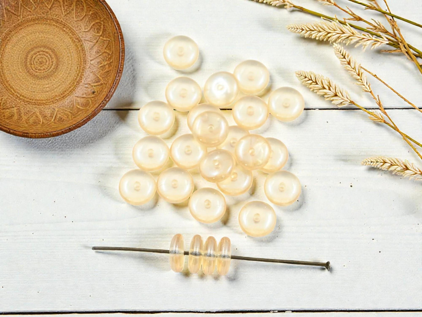 Czech Glass Rondelle Spacer Beads - Champagne Lumi - 8x3mm - 25pcs - (4217)