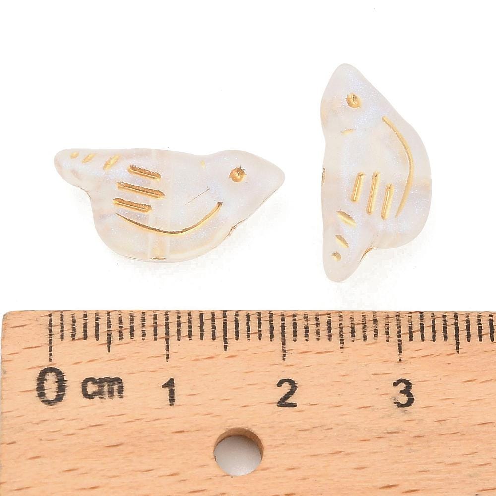 Gilded Crystal AB Acrylic Bird Beads - Lightweight - 20x10x6mm - 12pcs - (936)