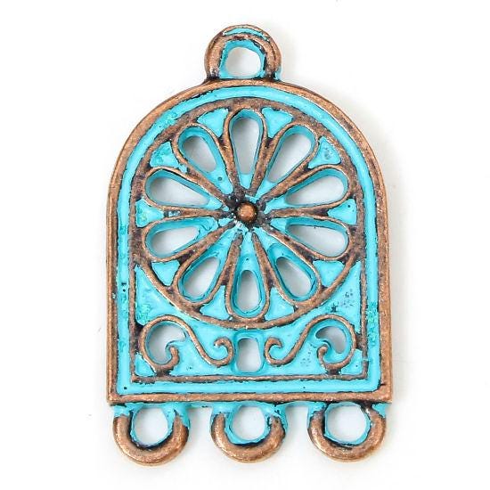 Copper Patina Metal Chandelier Charms - 25x16mm - 10pcs - (B390)