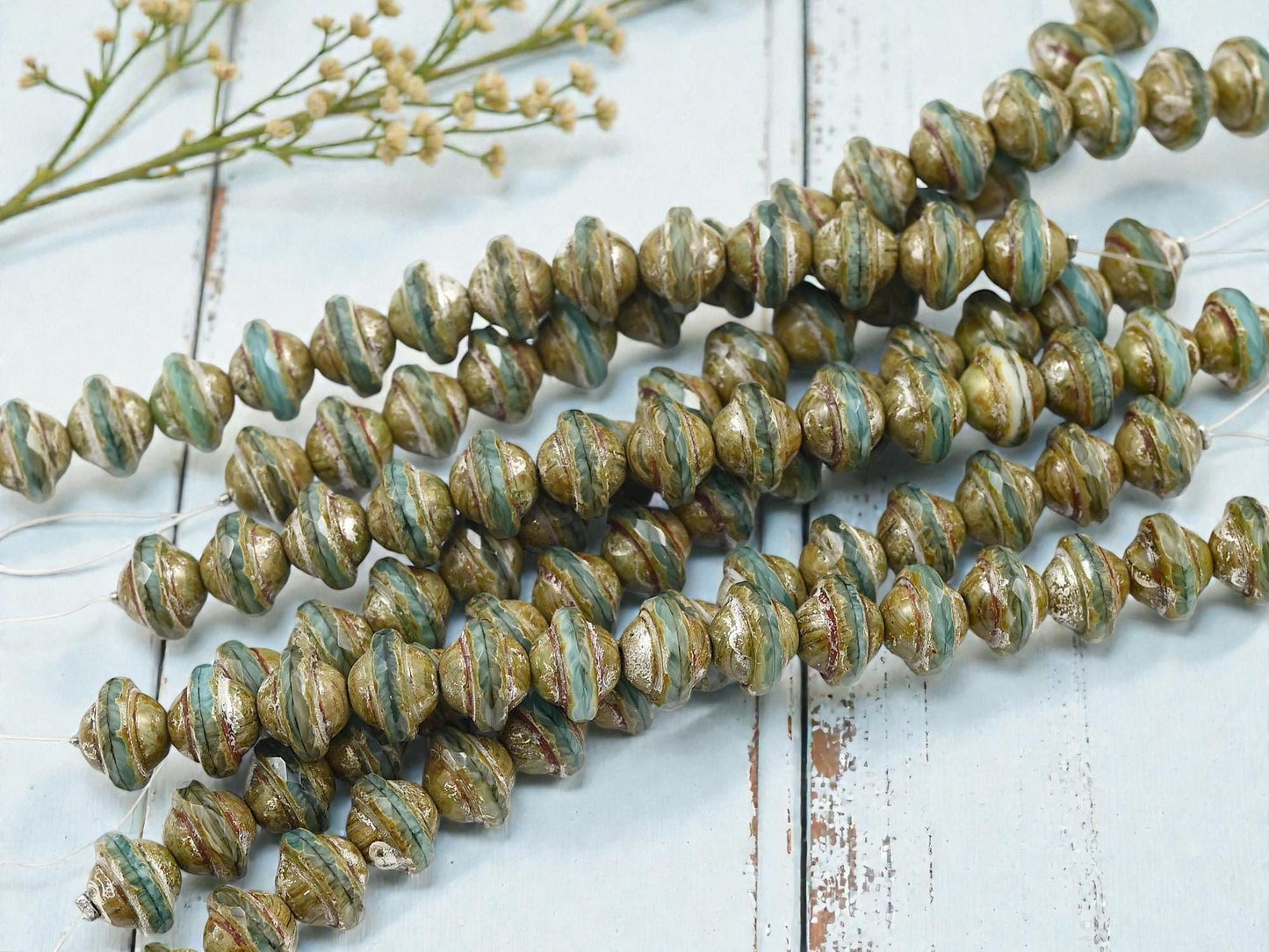 Czech Glass Beads - Saturn Beads - Picasso Beads - Saucer Beads - Planet Beads - UFO Beads - 8x10mm - 15pcs - (1854)