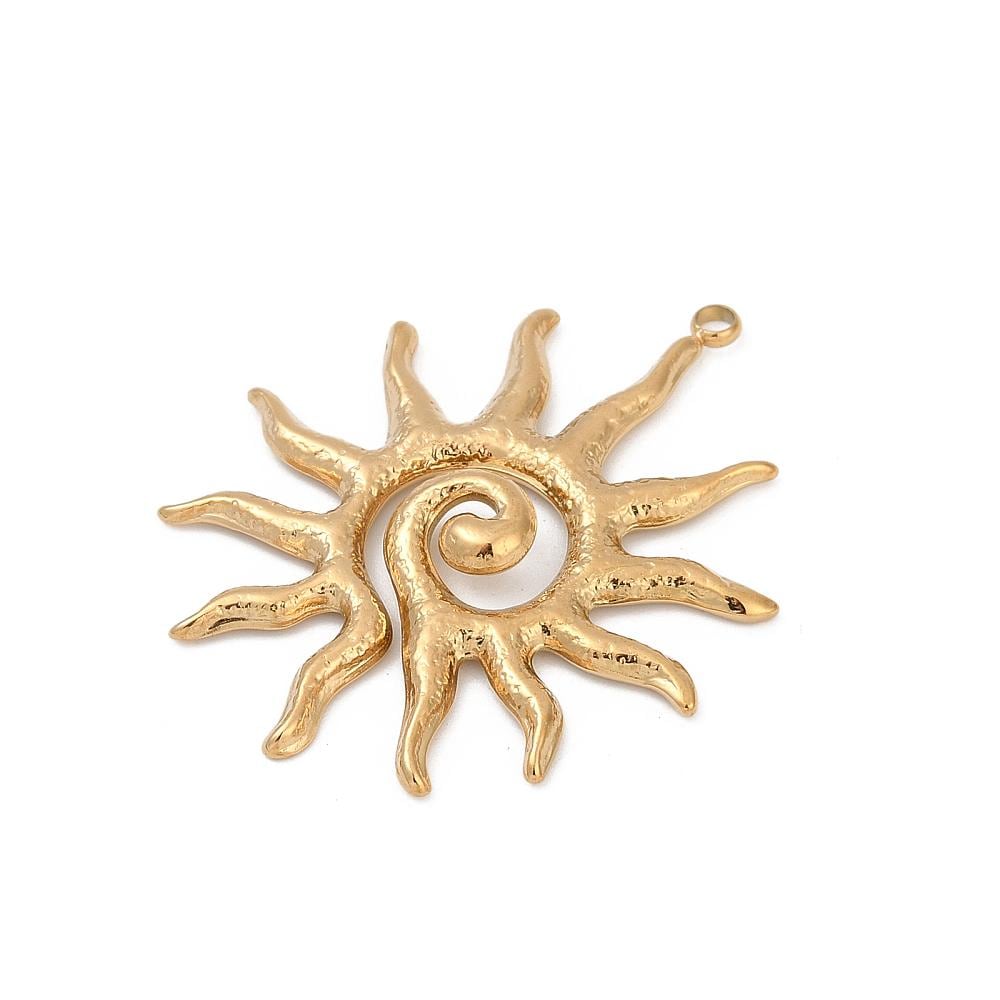18k Gold Plated Stainless Steel Sunray Pendant - 40x33mm - 1pc - (179)