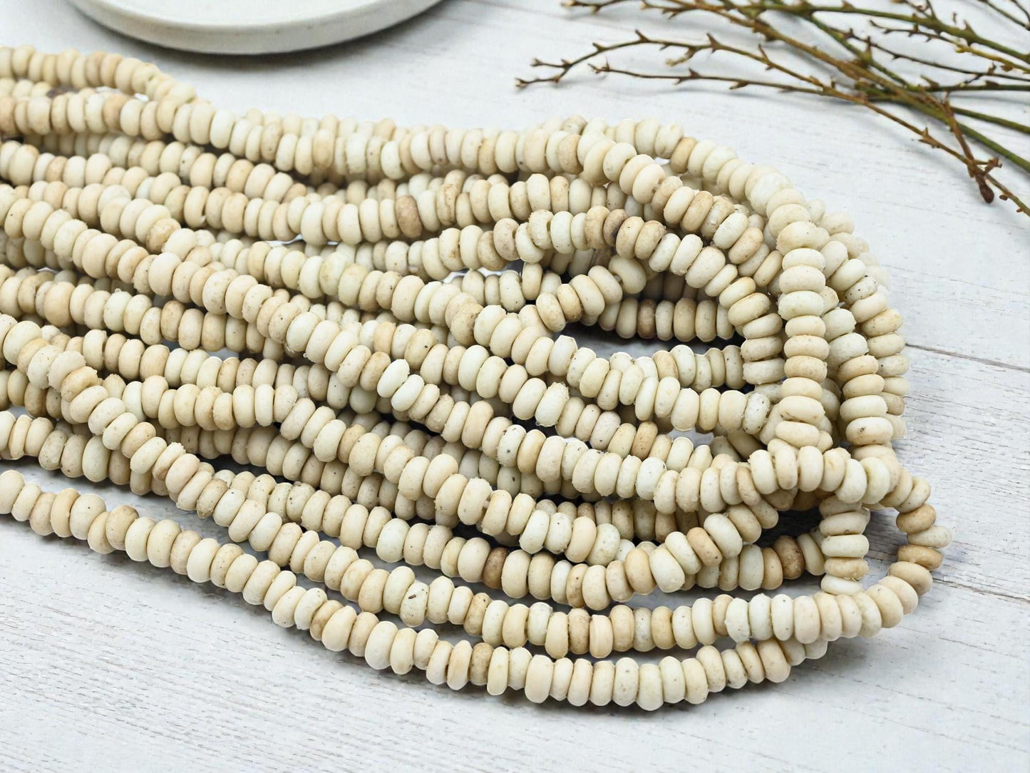 Indonesian Java Glass Beads - Aged Donut Shape - Approx 4x7mm - 20" Strand - (A682)
