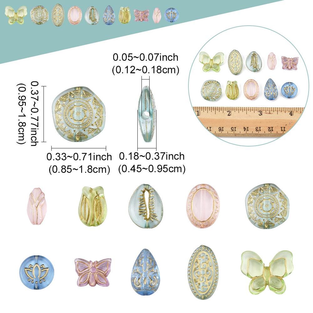 Gilded Translucent Acrylic Mixed Shape Beads - Lightweight - 100 Grams Box - (Box-01)
