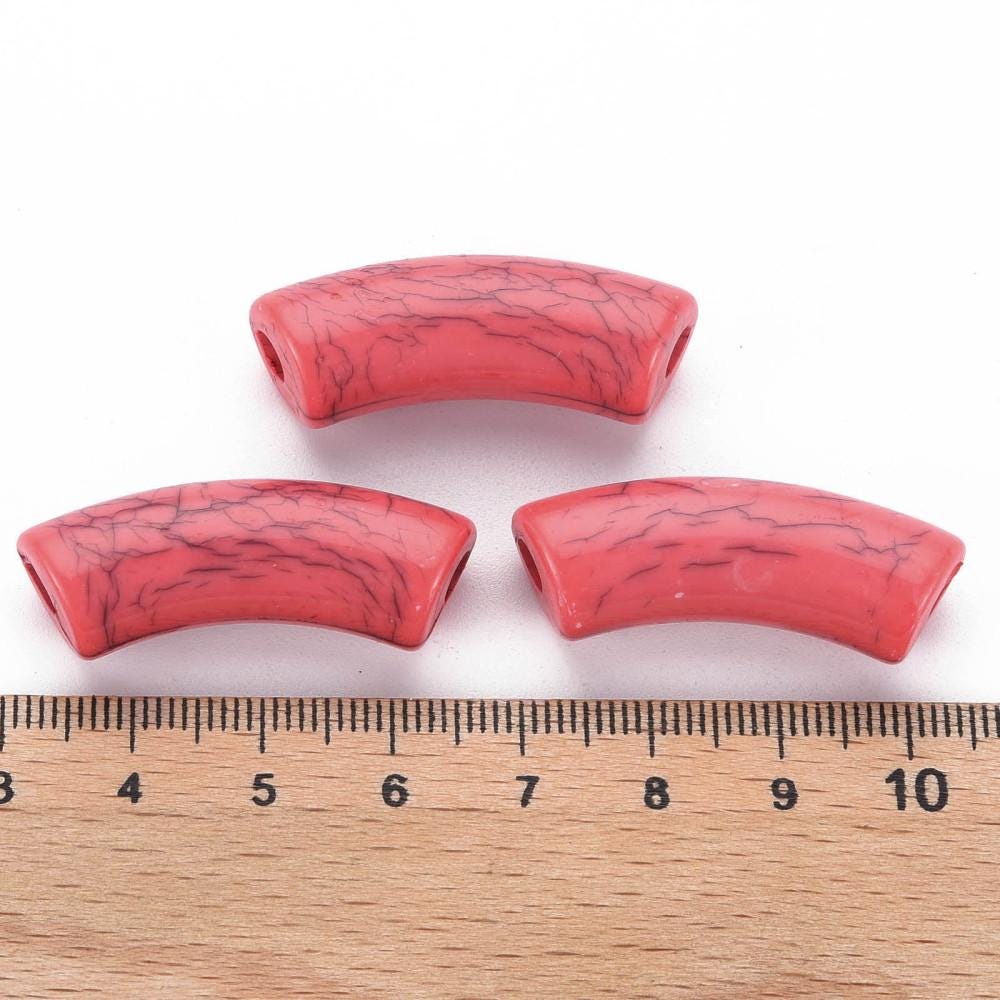 Curved Tube Beads - Lightweight Beads - Acrylic Beads - 36x14mm - 6pcs - (A67)