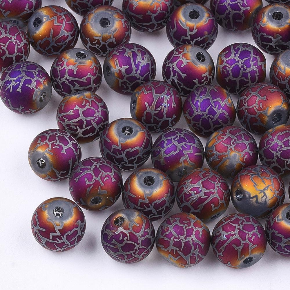 8mm Beads - Electroplated Beads - Chinese Glass - Round Beads - Bulk Glass Beads - 20pcs - (A571)