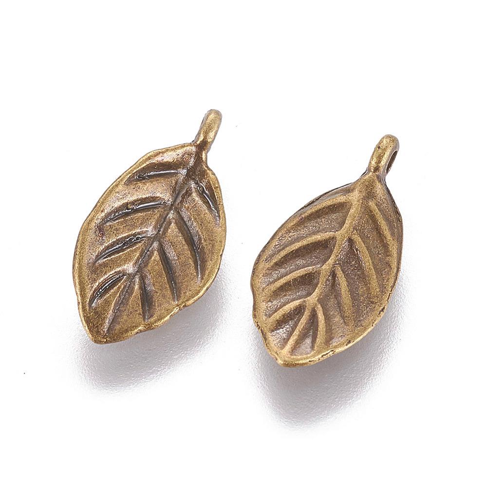 Antique Silver - Antique Bronze - Antique Gold - Metal Leaf Charms - 16x8mm - 50pc