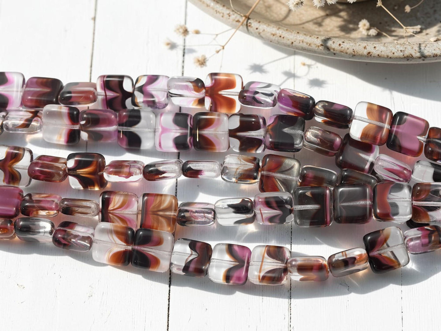 German Glass Beads - Vintage German Beads - Cane Glass - 10mm - 20pcs - (B306)