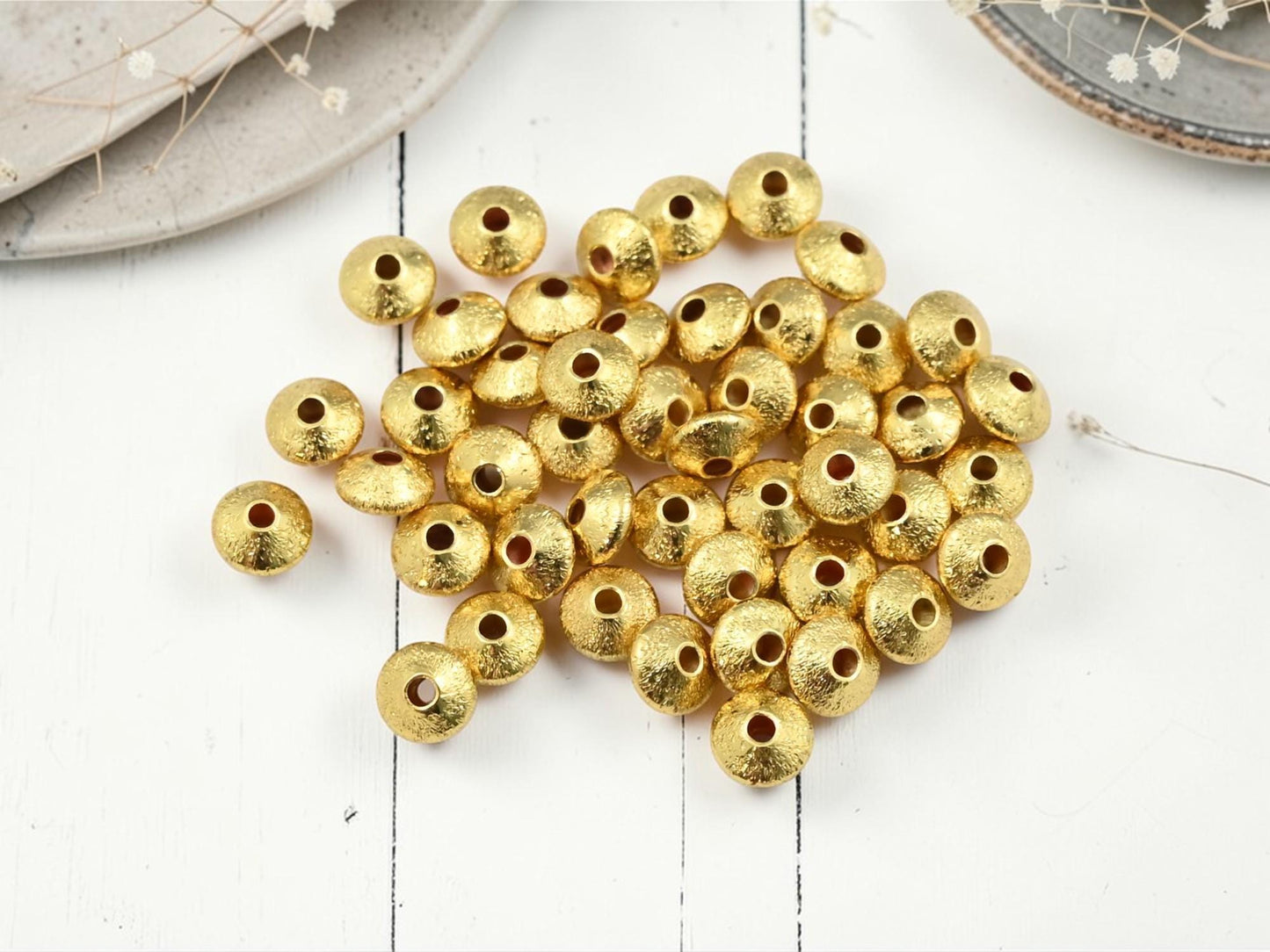 Gold Spacer Beads - Metal Beads - Gold Beads - Gold Spacers - Rondelle Spacer Beads - 50pcs - 6x4mm - (2659)
