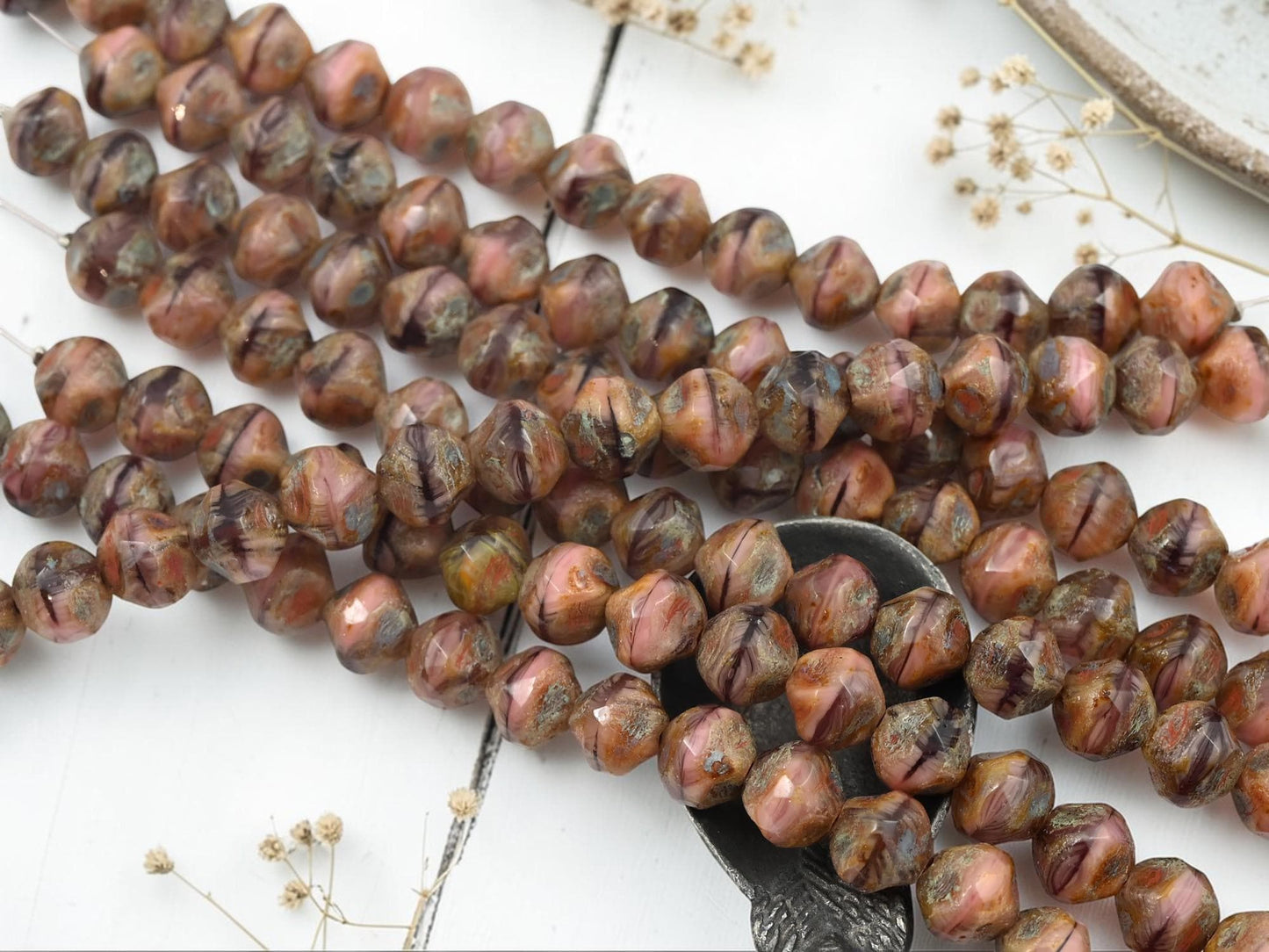 Picasso Beads - Czech Glass Beads - Central Cut Beads - Round Beads - Baroque Beads - 8mm - 16pcs - (A727)