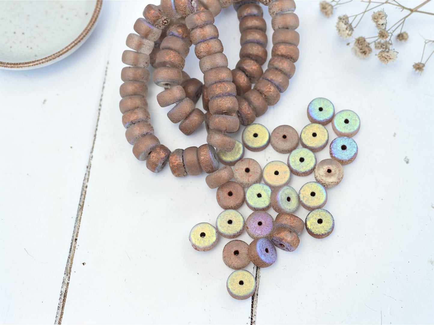 Heishi Beads - Czech Glass Beads - Spacer Beads - Rondelle Beads - 8x4mm - 25pcs - (A29)