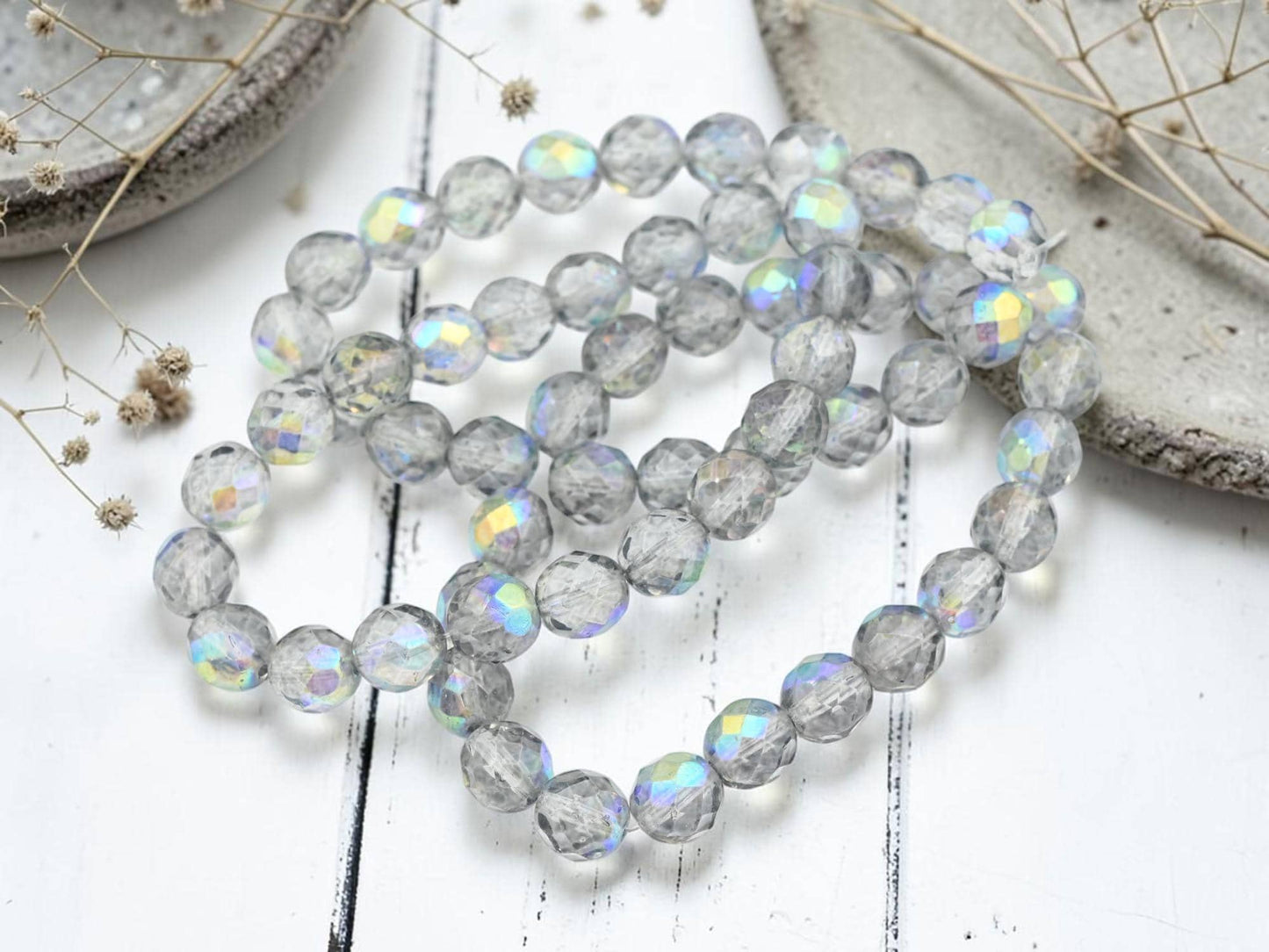 Czech Glass Beads - Fire Polished Beads - Round Beads - Faceted Beads - 8mm - 20pcs - (3927)