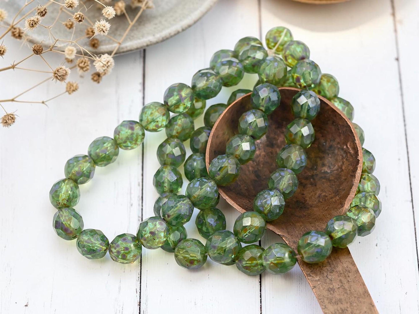 Czech Glass Beads - Fire Polished Beads - Round Beads - Faceted Beads - 8mm - 20pcs - (310)